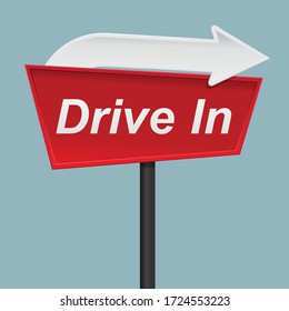 Drive in sign isolated on background vector illustration.