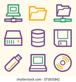 Iconos web de almacenamiento de unidades