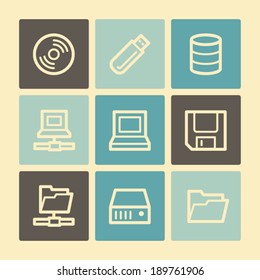 Drive storage web icons, buttons set
