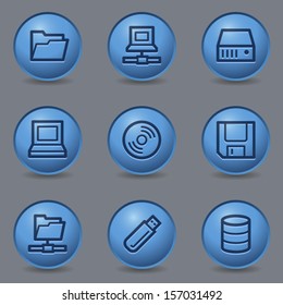 Drive storage web icons, circle blue buttons