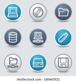 Drive storage web icons, circle blue buttons