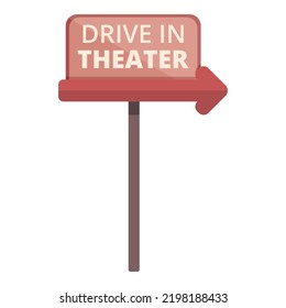 Drive In Theater Sign Icon Cartoon Vector. Cinema Movie. Open Air Show