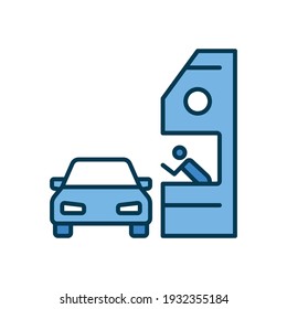 Drive through coloured icon. Simple filled outline style symbol for web, mobile, ui design. Thru, window, car, restaurant, shop concept. Vector illustration isolated on white background. EPS 10.
