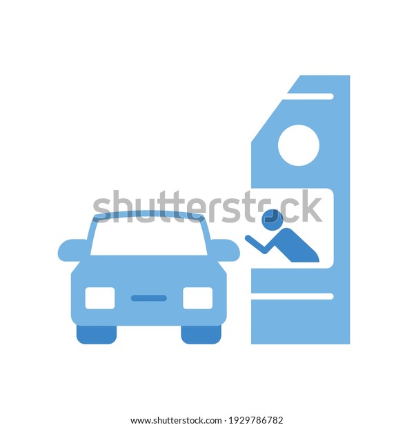Drive through coloured icon. Simple flat style symbol\
can be used for web, mobile, ui design. Thru, window, car,\
restaurant, shop concept. Vector illustration isolated on white\
background. EPS 10.