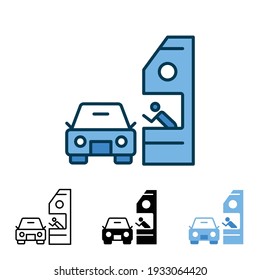 Drive through icon in different style. Two colored and black drive thru vector icons designed in filled outline, line, glyph and solid style. Vector illustration isolated on white background. EPS 10