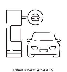 Drive through line icon isolated on white background from fast food collection
