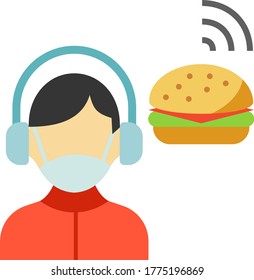Drive through Sales Person Vector Color Icon Design, Coronavirus contactless food delivery symbol on white background, Touchless Snacks Delivery Sign, Fast food Order Taker Concept, 