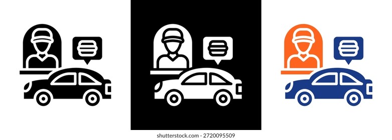 Drive Thru Icon Set Glyph Vector Illustration