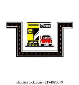 The drive thru illustration on isolated  background.