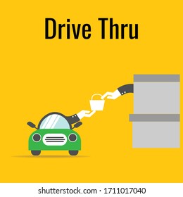 Drive thru on yellow background