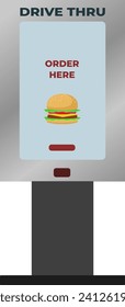 drive thru order machine vector illustration, modern technology, take away only, food and beverage industry