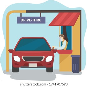 Drive Thru In Pandemic Illustration