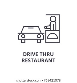 Drive Thru Restaurant Line Icon, Outline Sign, Linear Symbol, Vector, Flat Illustration