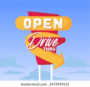 drive thru sign with beautiful blue sky background