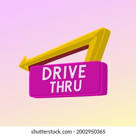 Drive thru sign with twilight sky in the background