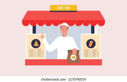 Drive thru, take away concept illustration