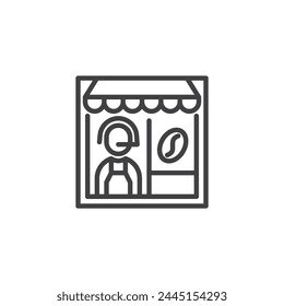 Drive thru window line icon. linear style sign for mobile concept and web design. Takeaway coffee service outline vector icon. Symbol, logo illustration. Vector graphics