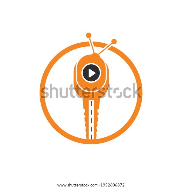 Drive tv vector logo design template. Road and
key with tv icon design.