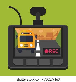Drive video recorder flat concept. Vector illustration. Element template for design.