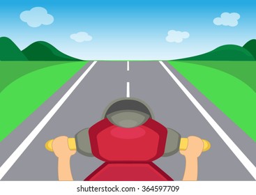 drive view of motorcycle on the road