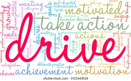 Drive word cloud on a white background. 