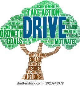 Drive word cloud on a white background. 