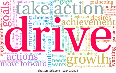 Drive word cloud on a white background. 