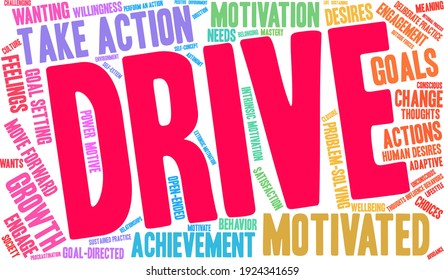 Drive word cloud on a white background. 