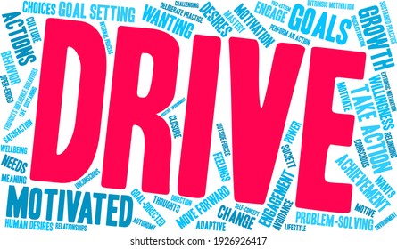 Drive word cloud on a white background. 