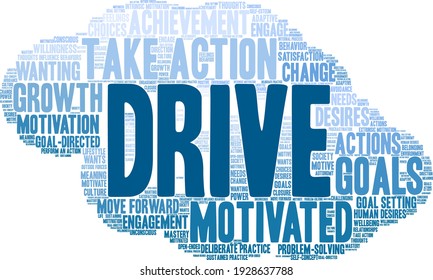Drive word cloud on a white background. 
