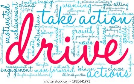 Drive word cloud on a white background. 
