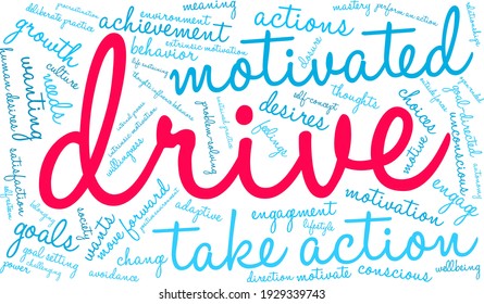 Drive word cloud on a white background. 