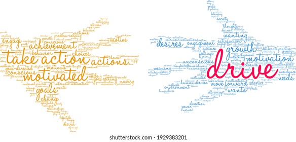 Drive word cloud on a white background. 