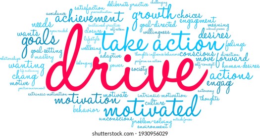 Drive word cloud on a white background. 