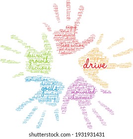 Drive word cloud on a white background. 