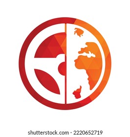 Drive world vector logo design. Steering wheel and world symbol or icon.