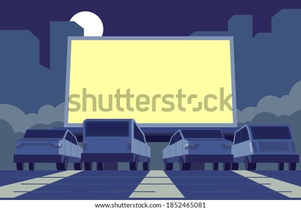 Drive-in\
movie theater illustration Vector\
illustration