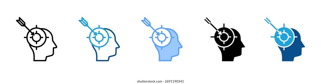 Driven Thinking ícone folha coleção de vários estilos