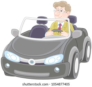 Driver in a black cabriolet
