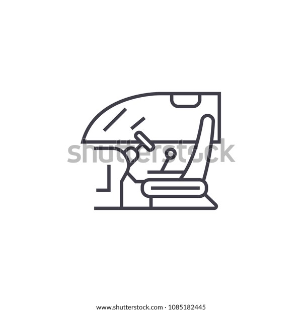 driver cabin vector line icon, sign, illustration\
on background, editable\
strokes