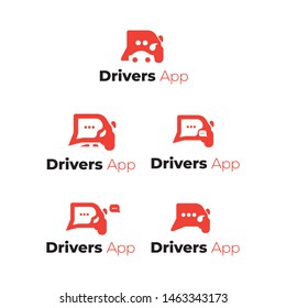 driver car and ballon talk bubble chat logo app vector icon illustration inspiration