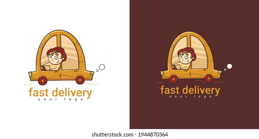 
driver in the car for fast delivery. Logo, sticker, notebook cover