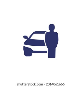 driver and car icon on white