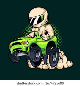 Driver car racing vector illustration
