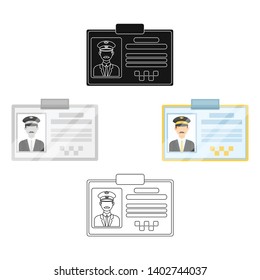 Driver document taxi.Plastik card taxi driver with photo Taxi station single icon in cartoon,black style vector symbol stock illustration.