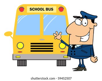 Driver In Front of School Bus