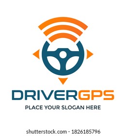 Driver GPS vector logo template. This design use signal symbol. Suitable for map, location and travel.