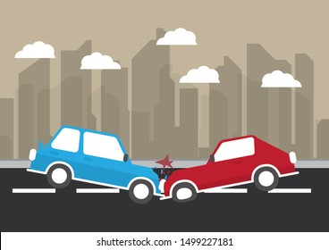 driver hit by car. Road accident concept