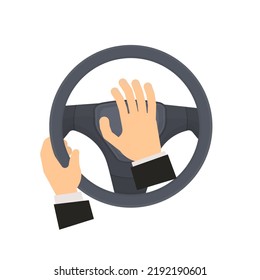 Driver honks. Car horn on the steering wheel, vector illustration