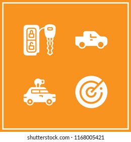 driver icon. 4 driver vector set. pick up truck, car key, radar and car icons for web and design about driver theme